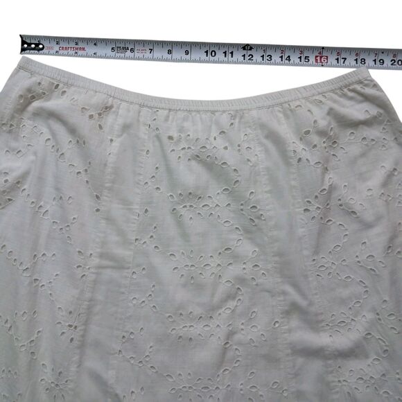 Talbots Skirt Womens XL White Midi Eyelet Ruffle Pull On Prairie Peasant Cottage - Picture 11 of 11